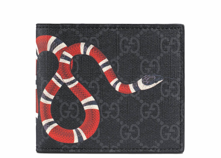 Gucci, Bags, New Gucci Gg Supreme Monogram Kingsnake Zip Around Wallet In  Black And Grey