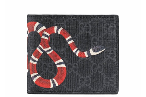 Gucci Coin Wallet GG Supreme Kingsnake Print Black/Grey in Coated