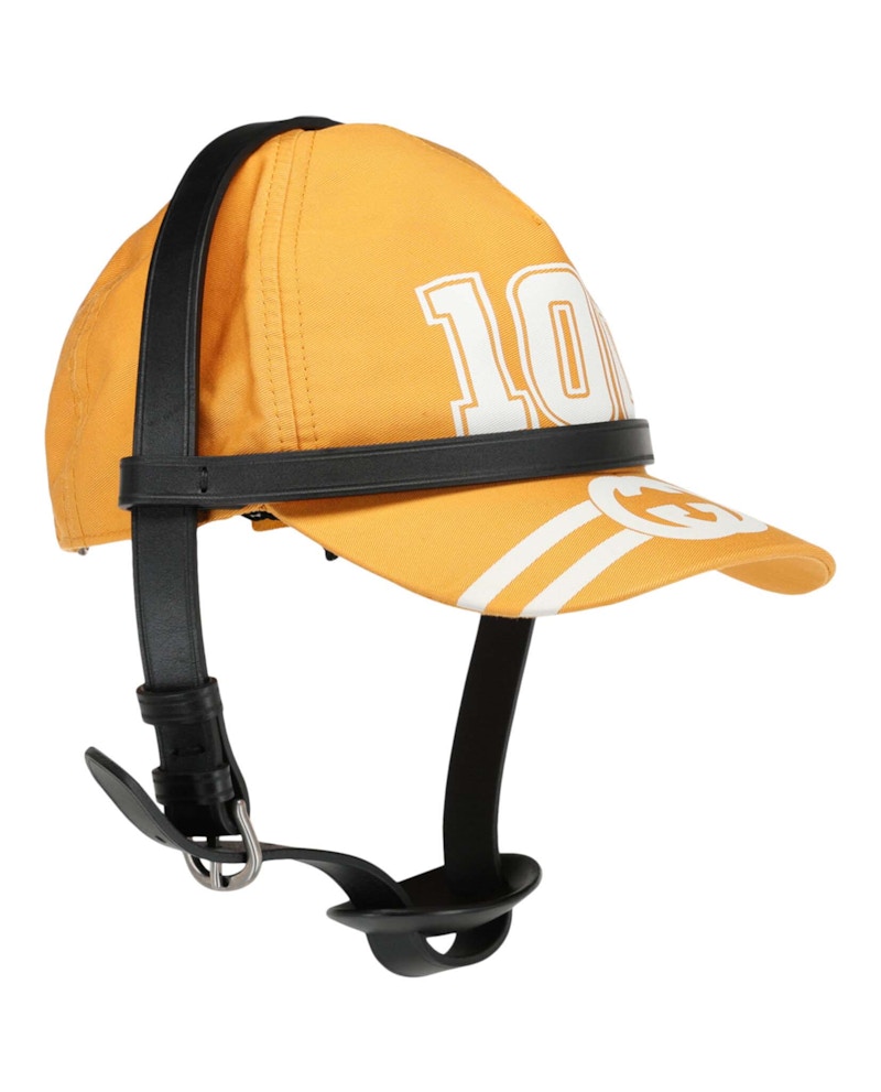 Gucci College GG Strap Detailed Baseball Cap Yellow US