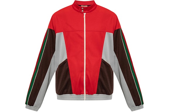 Chaqueta Gucci Color Block con cremallera Rojo/Verde/Marrón