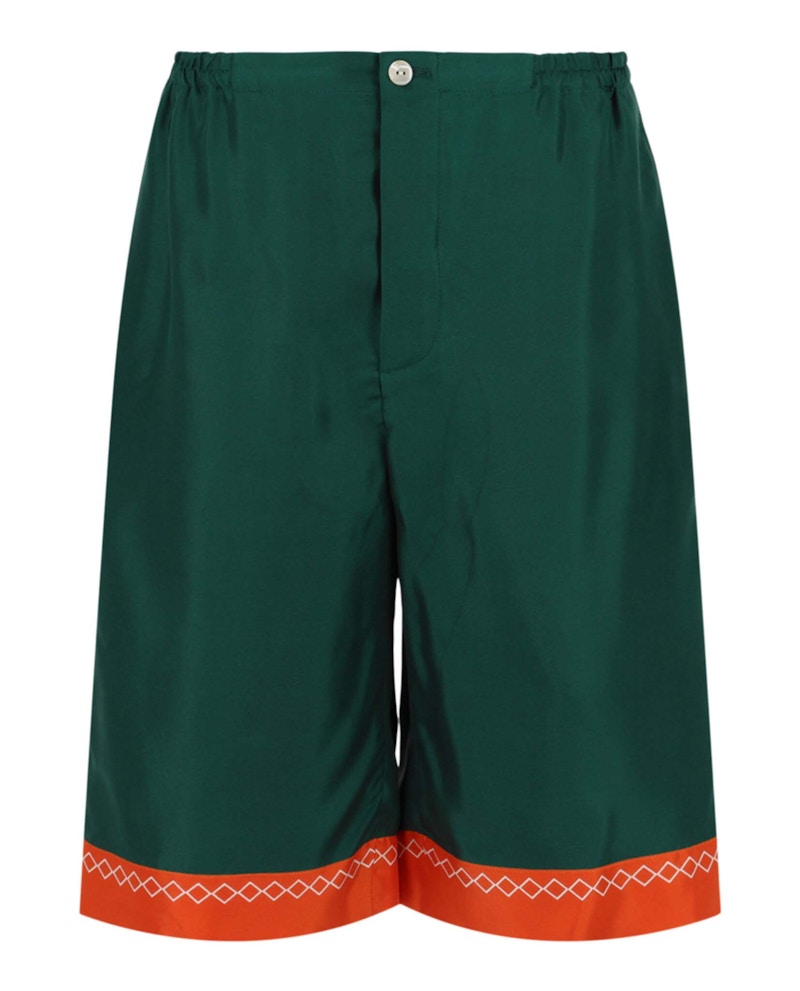 Gucci Colorblock Silk Shorts Green