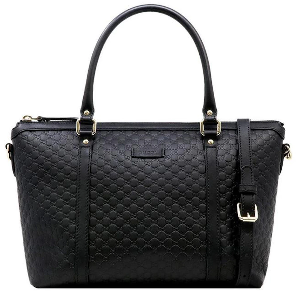 Gucci Convertible Tote Medium Microguccissima Black in Leather with ...