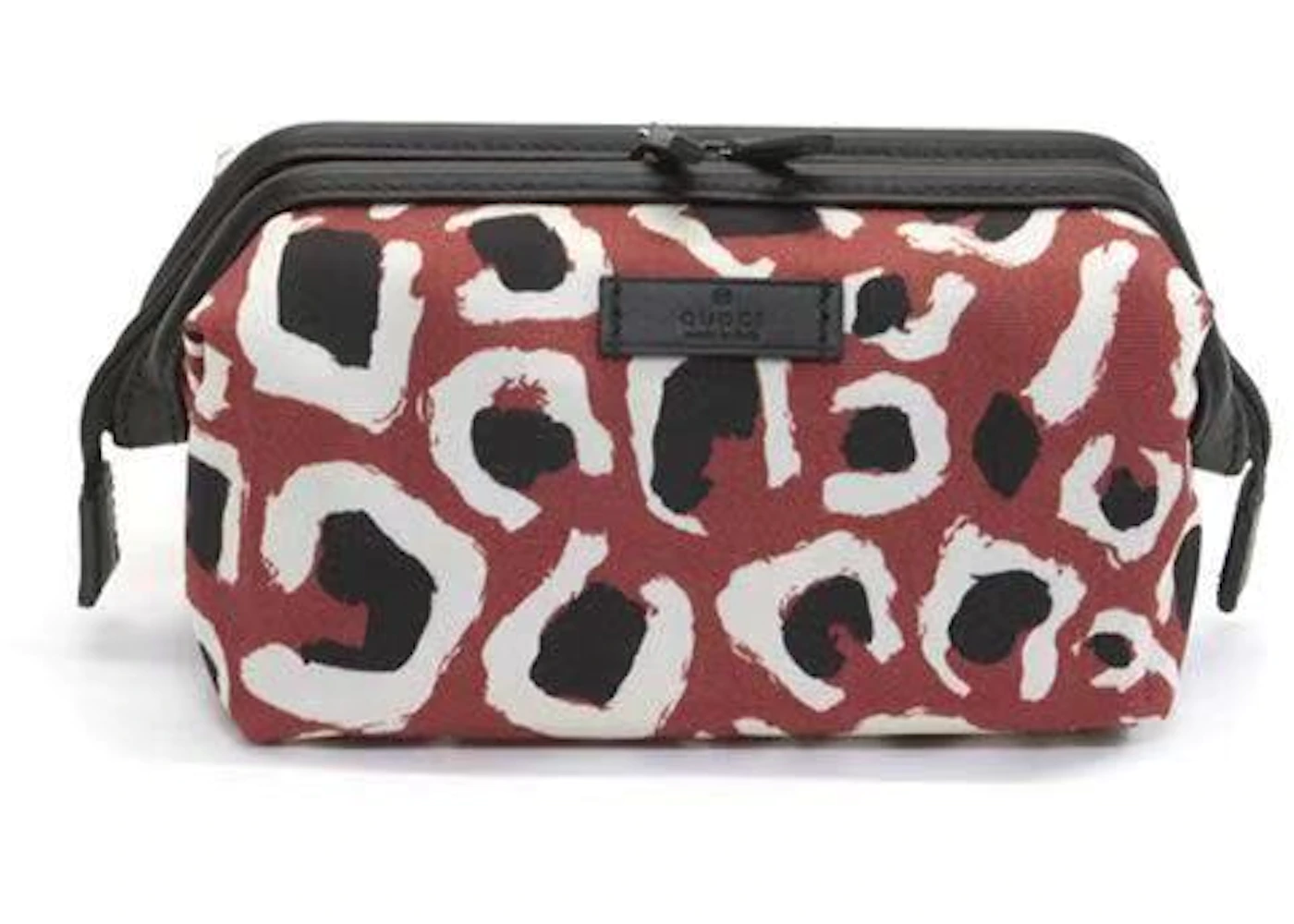 Gucci Cosmetic Bag Leopard Red Multicolor in Canvas with Silver-tone - US