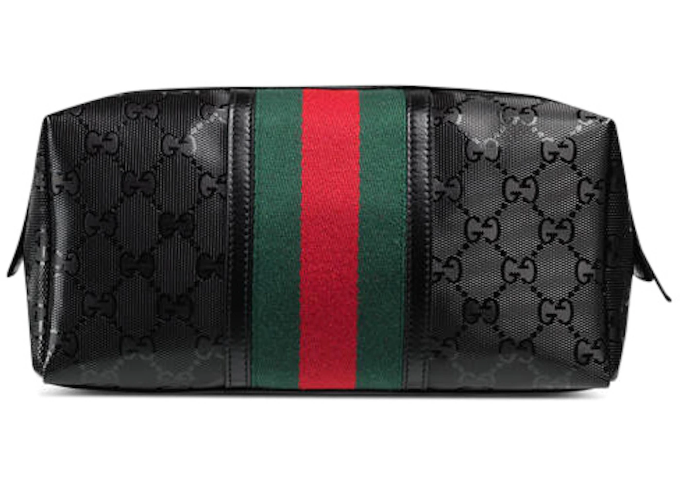 Gucci Cosmetic Case Imprime Web Large Black Red Green in Leather