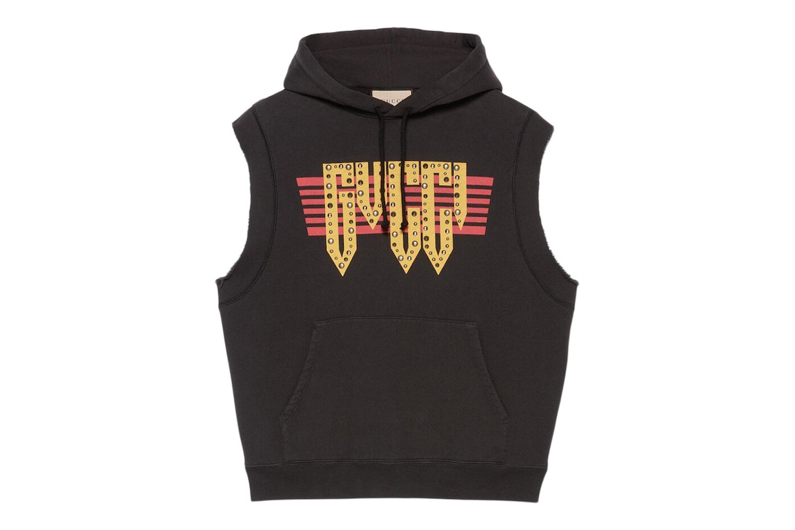 Pre-owned Gucci Cotton Jersey Sleeveless Sweatshirt Black/yellow/red