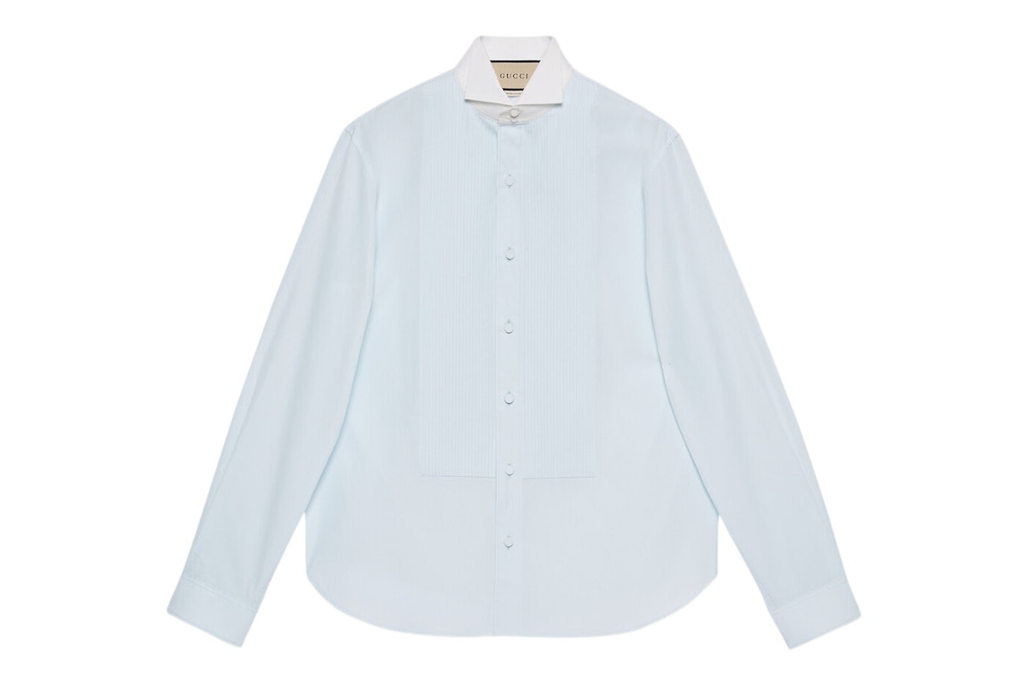 Pre-owned Gucci Cotton Popeline Boxy Shirt Pale Azure