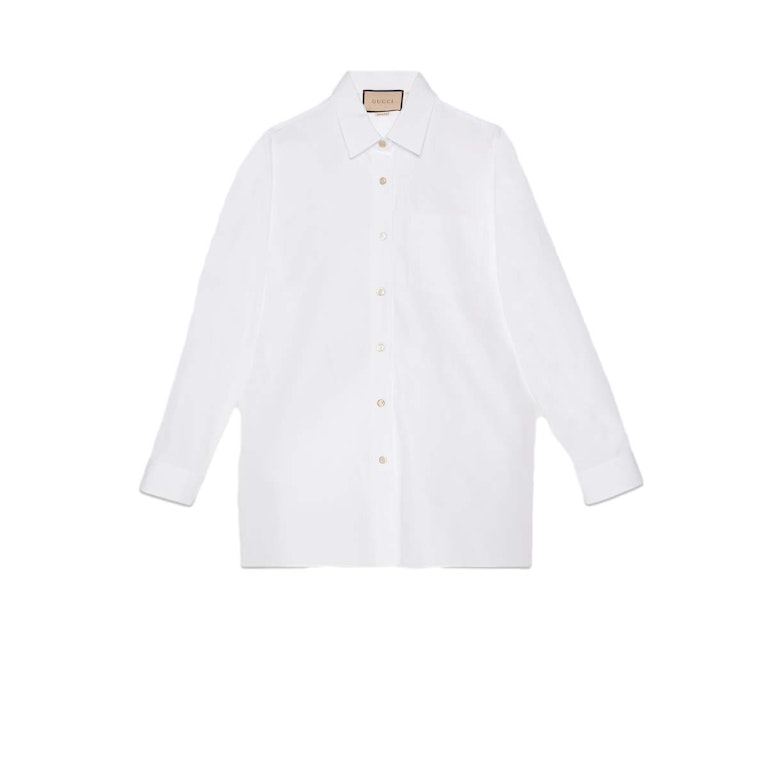 Pre-owned Gucci Cotton Shirt With  Embroidery White
