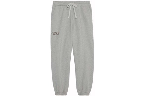 Gucci Pantalone della tuta in cotone con stampa grigio Uomo SS24