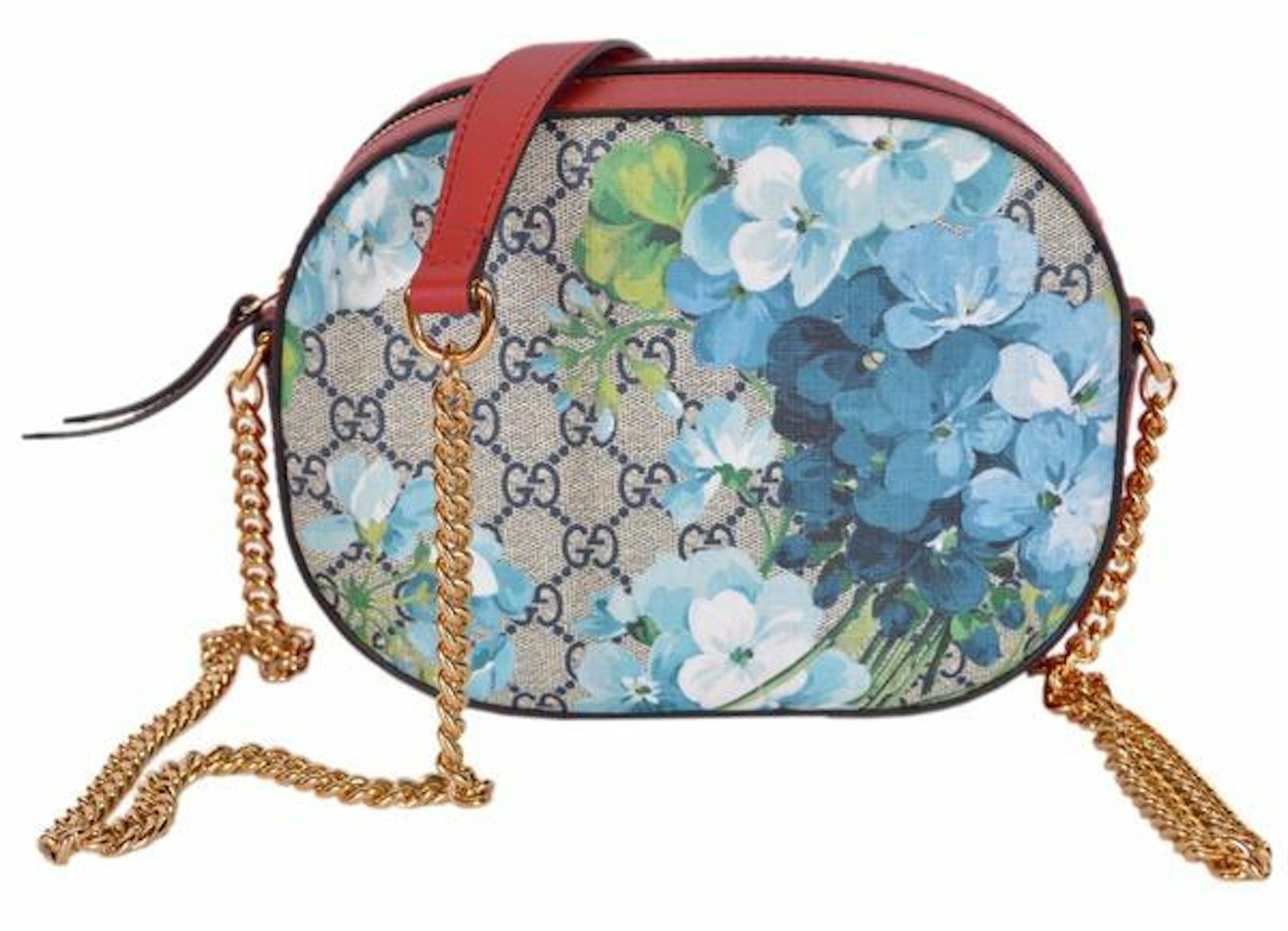 GUCCI GG Supreme Monogram Blooms Mini Chain Shoulder Bag Beige