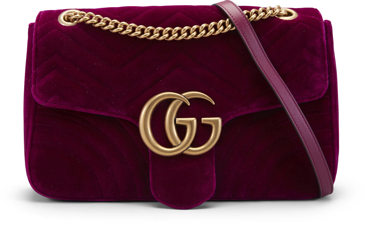 Myzah : Sac Bandoulière Gucci GG Marmont Medium En Velours Rouge