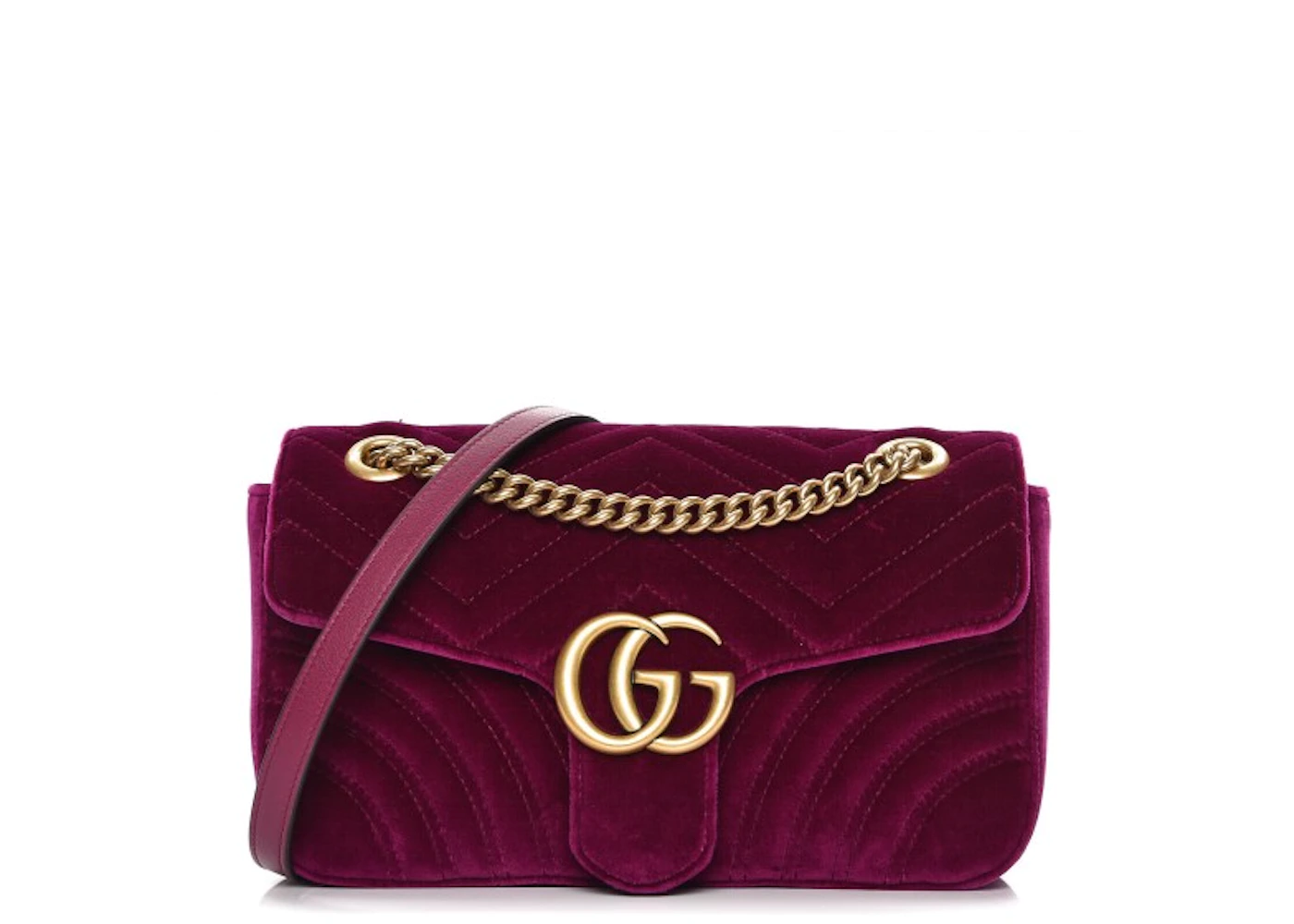 Gucci GG Marmont Crossbody Matelasse Small Rubin in Velvet Leather with ...