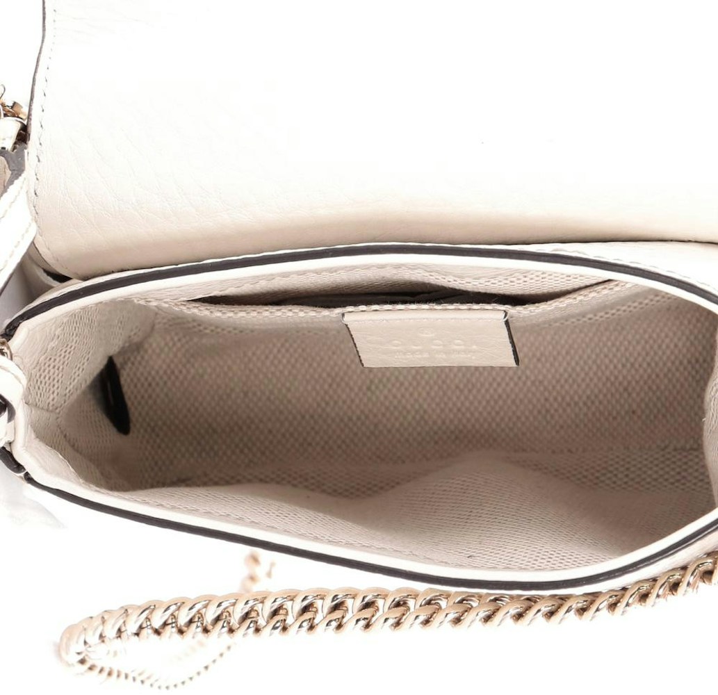 Gucci Soho Chain Crossbody Small Off White in Leather with Gold-tone