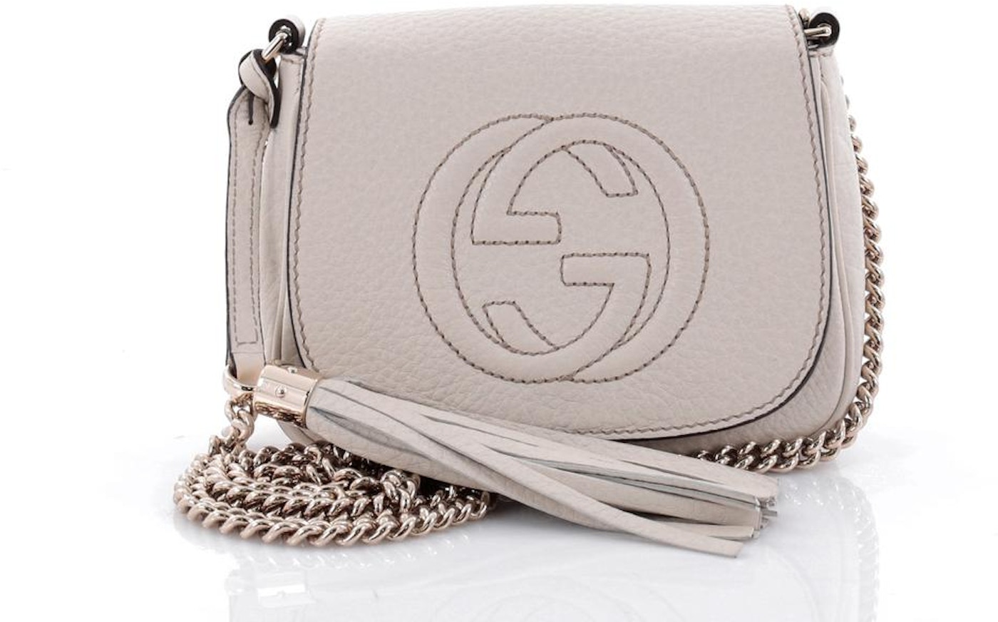 Jeg tror, ​​jeg er syg Foragt farmaceut Gucci Soho Chain Crossbody Small Off White in Leather with Gold-tone