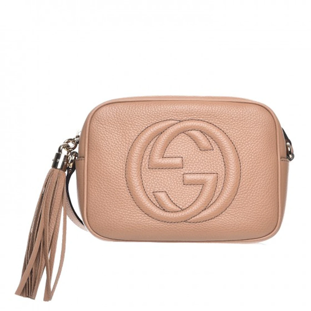 Gucci Soho Disco Leather Small Camelia in Pebbled Calfskin with Gold-tone -  US