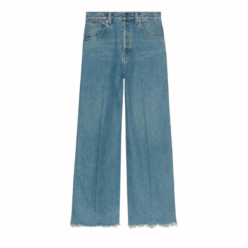 Gucci Denim Gucci Label Pantaloni Blu