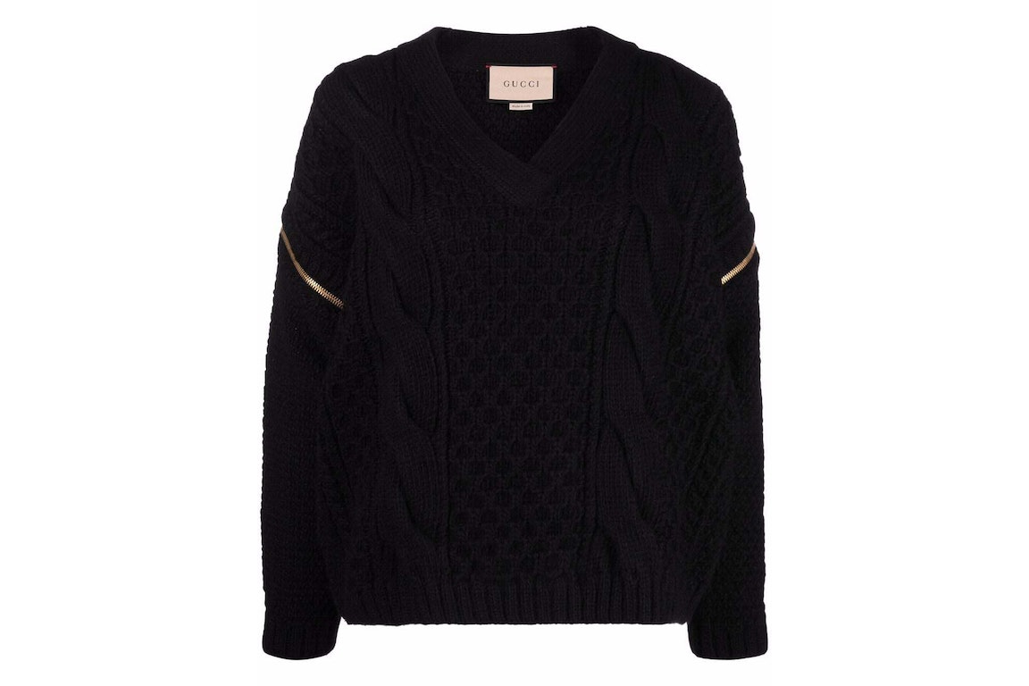 Pre-owned Gucci Detachable Sleeves Knit Sweatshirt Black
