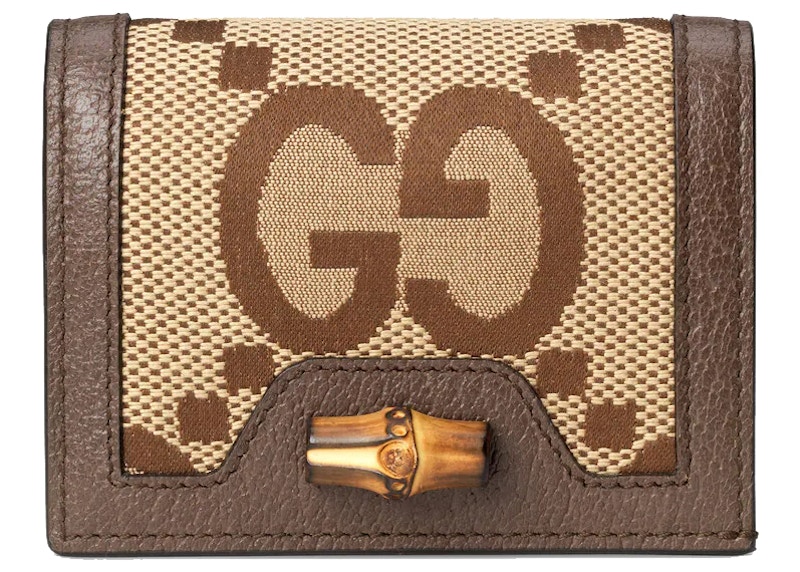 Pre-owned Gucci Women's Diana Jumbo Gg Card Case In Camel/ebony