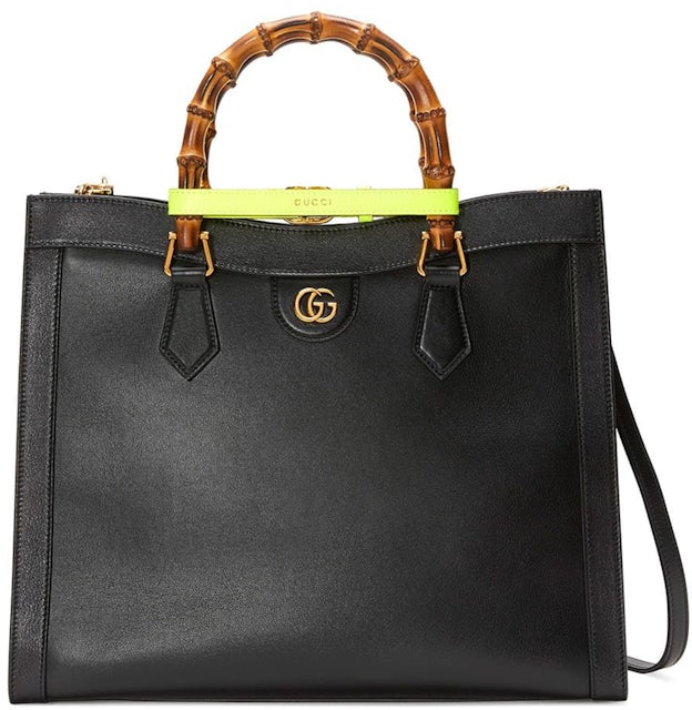 Gucci Diana Tote Medium Black/Neon in Leather with Gold-tone - US