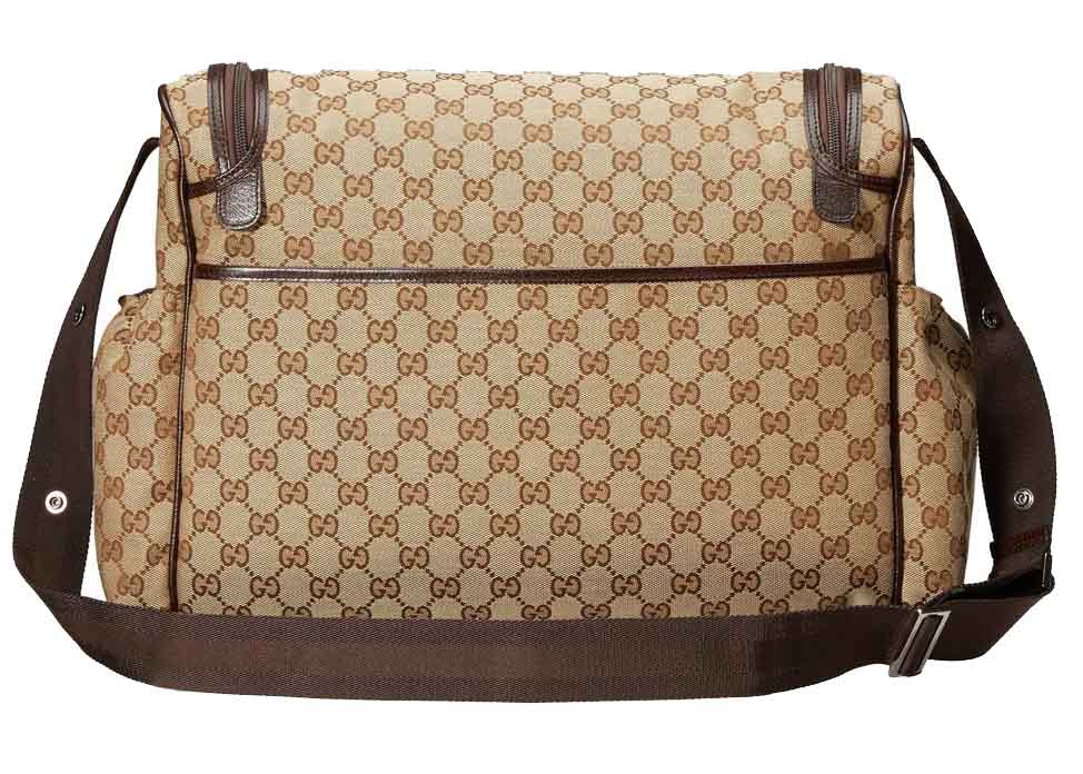 Gucci Diaper Bag GG Supreme Beige Ebony in Canvas with Silver tone