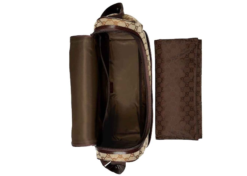 Gucci Diaper Bag GG Supreme Beige/Ebony in Canvas with Silvertone US