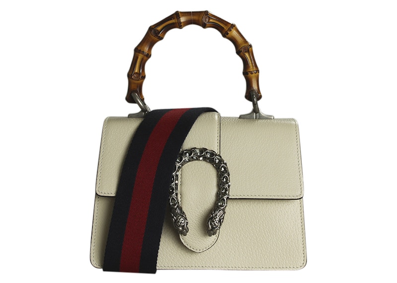 Gucci Dionysus Bamboo Top Handle Mini White in Leather with Silver