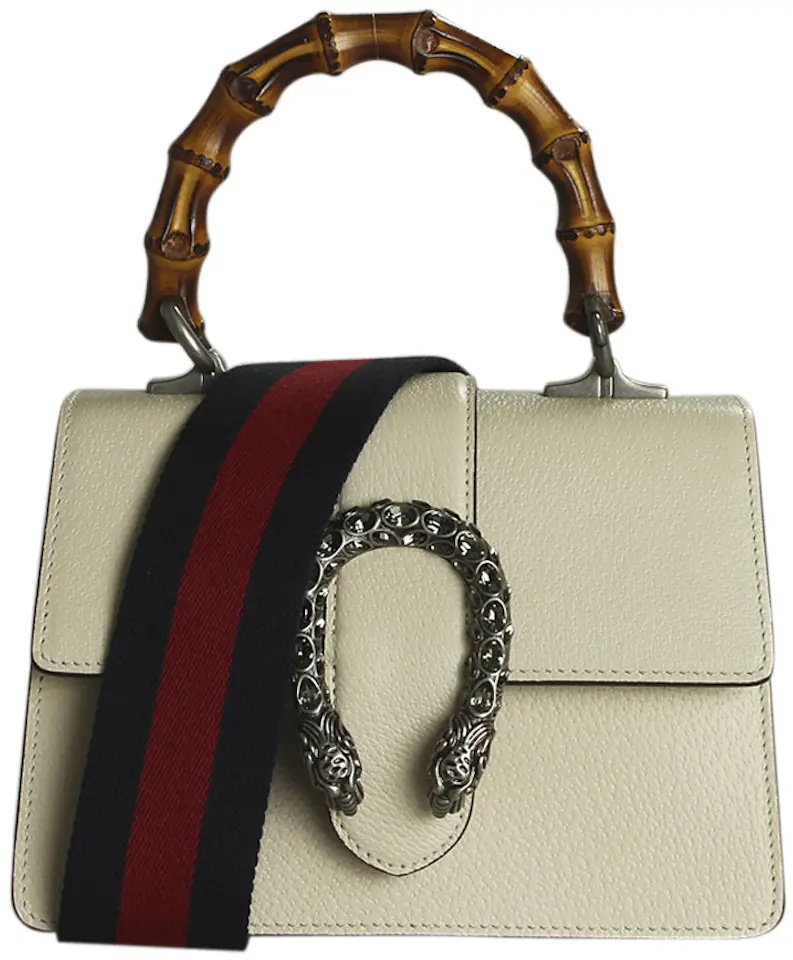 Gucci Dionysus Bamboo Top Handle Mini White in Leather with Silver-tone ...