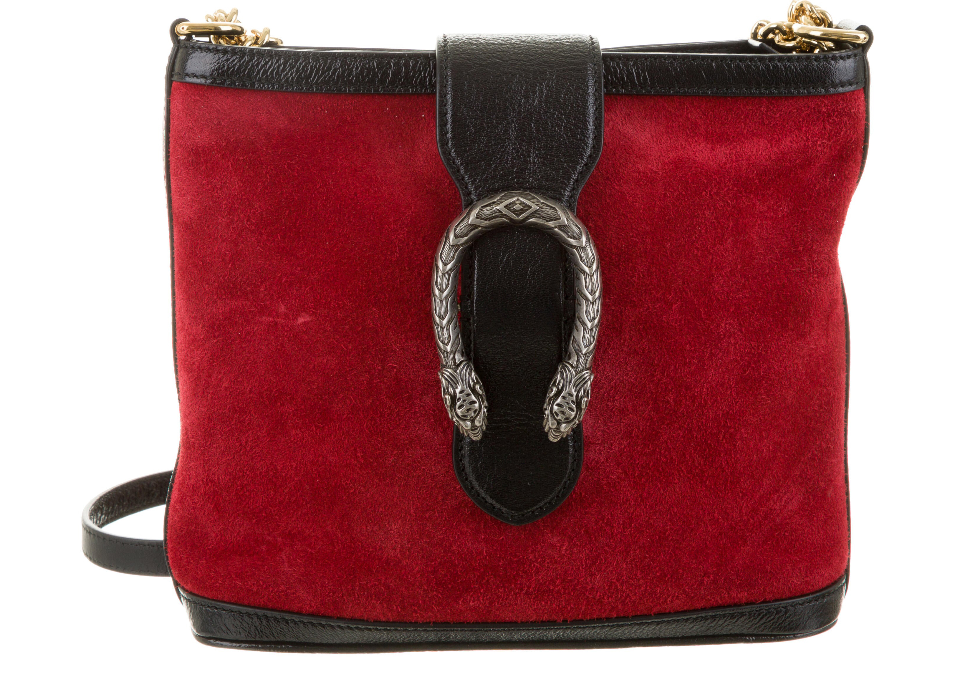 Gucci Dionysus Bucket Bag Red in Suede 