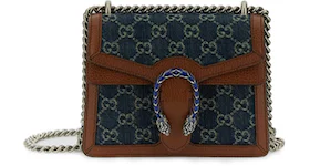 Gucci Dionysus Chain Bag Mini GG Jacquard Dark Blue/Ivory/Brown