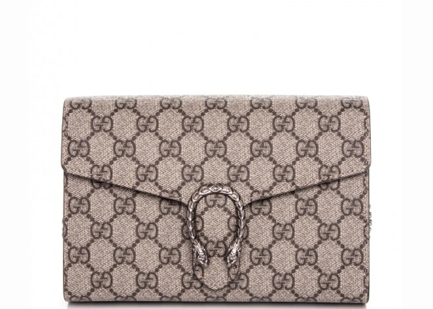 Gucci Dionysus Chain Wallet GG Supreme Beige/Red in Coated Canvas