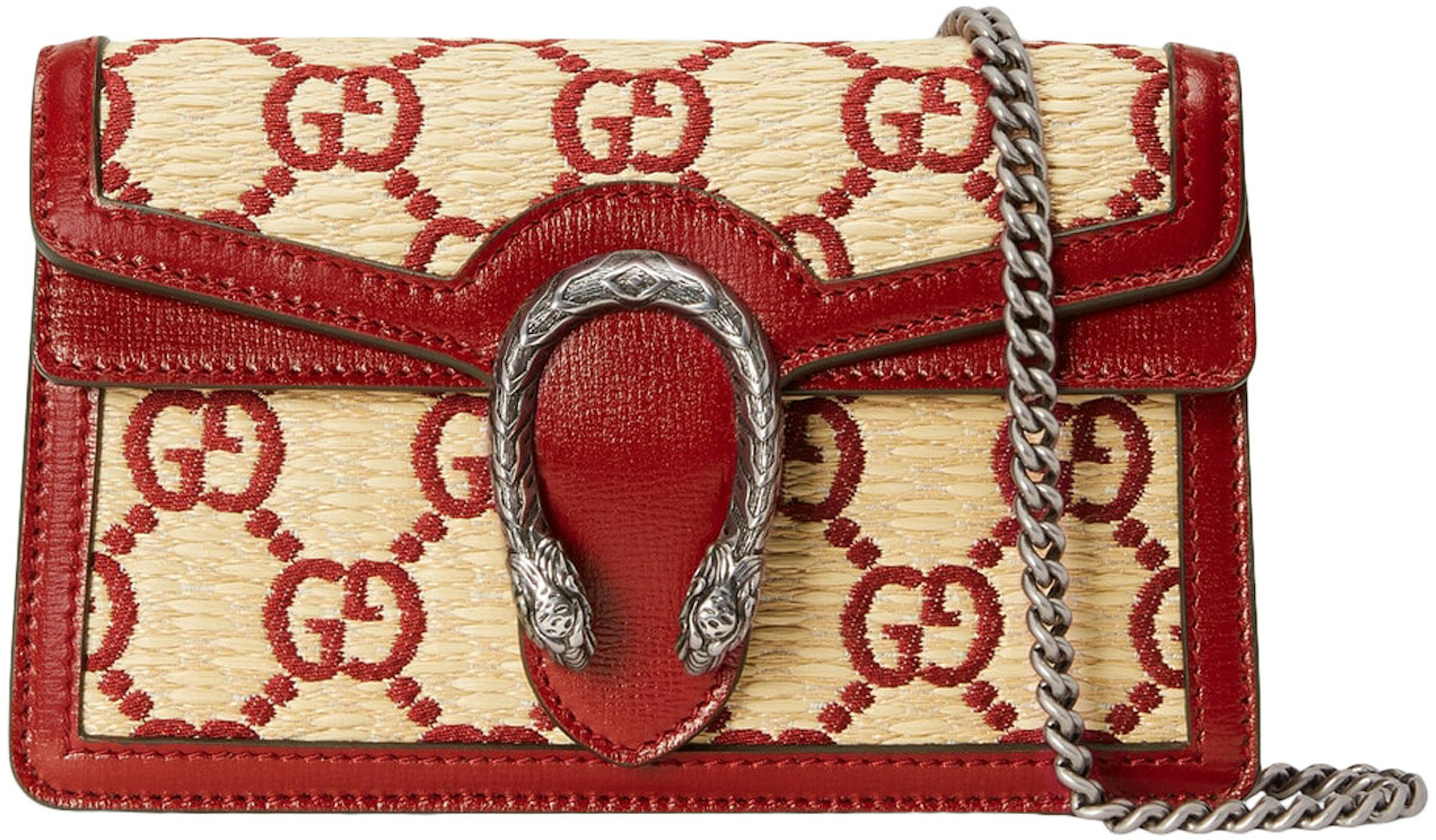 Vanding ufuldstændig Stereotype Gucci Dionysus Chain Wallet Mini GG Supreme Red Fabric Effect in  Canvas/Leather with Silver-tone - US