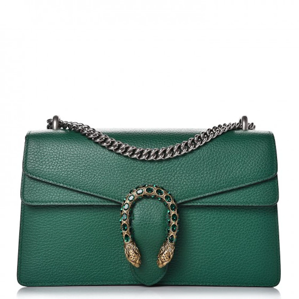 Gucci Dionysus Shoulder Bag Small Emerald in Pebbled Calfskin with Gold ...