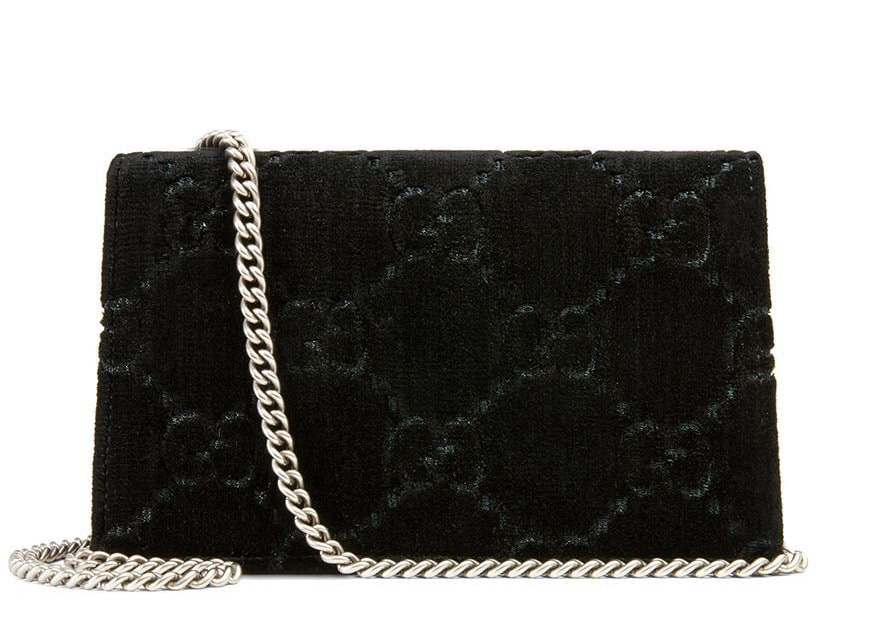 Gucci Dionysus GG Velvet Super Mini Black in Velvet with Palladium