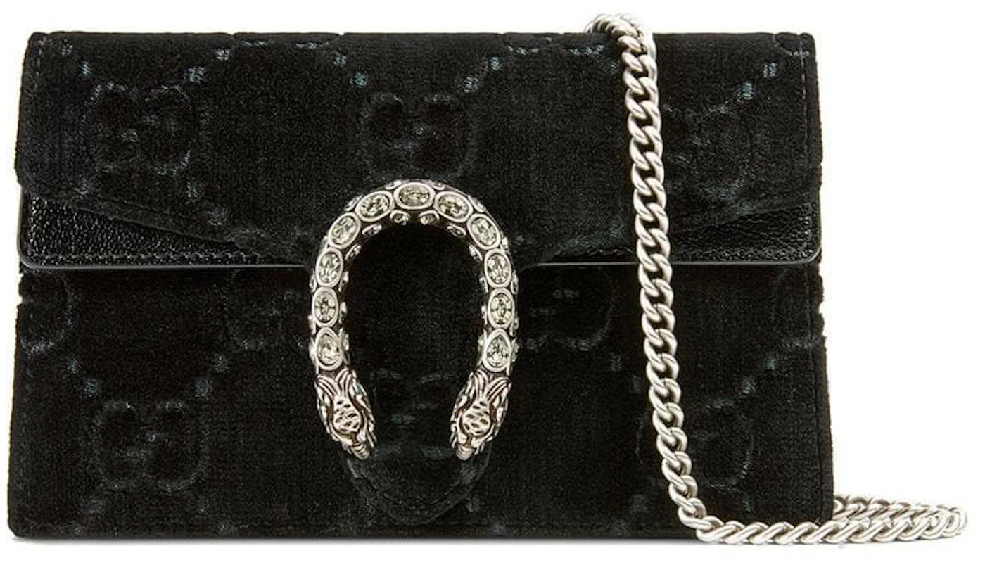 Gucci Black GG Velvet & Patent Leather Small Dionysus Bag, myGemma