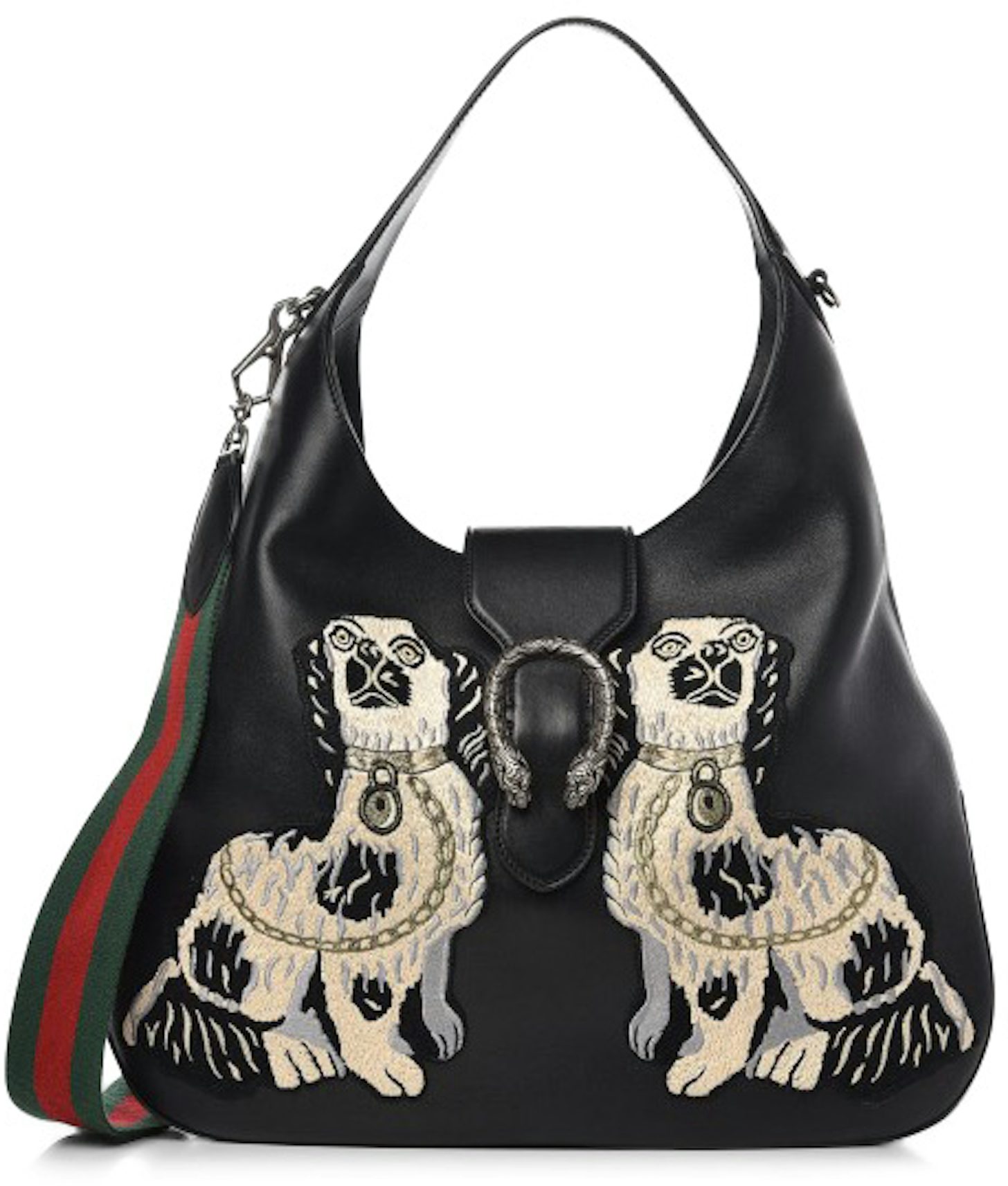 Gucci Dog Embroidered Extra Large Dionysus Hobo - Black Hobos