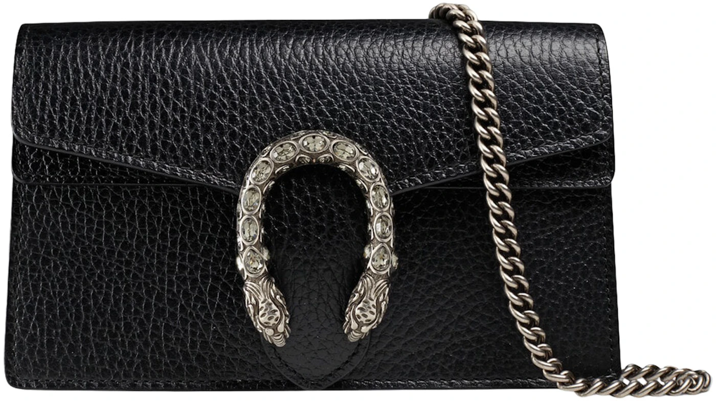 Gucci Dionysus Leather Shoulder Bag Super Mini Black in Leather with  Palladium-toned - US