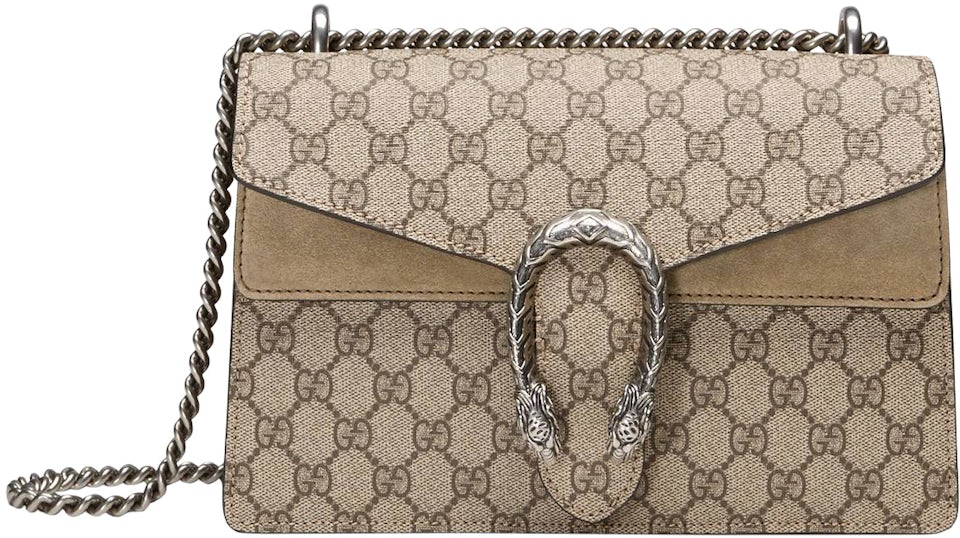 Gucci Dionysus Shoulder Bag GG Supreme Small Taupe in GG Supreme Canvas  with Silver-tone - US