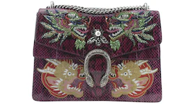 Gucci Dionysus Shoulder Bag Medium Embroidered Python Burgundy
