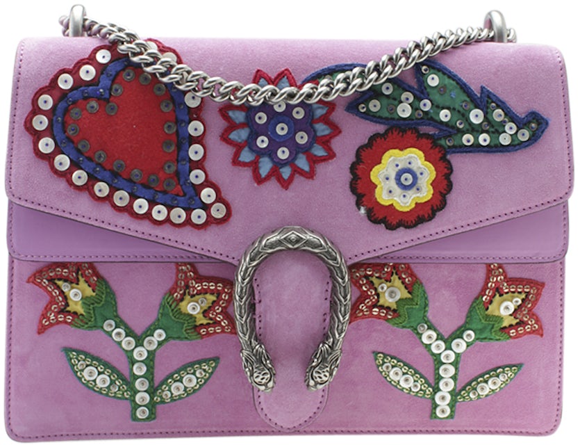 Gucci Red Leather Floral Embroidered Dionysus Shoulder Bag Gucci