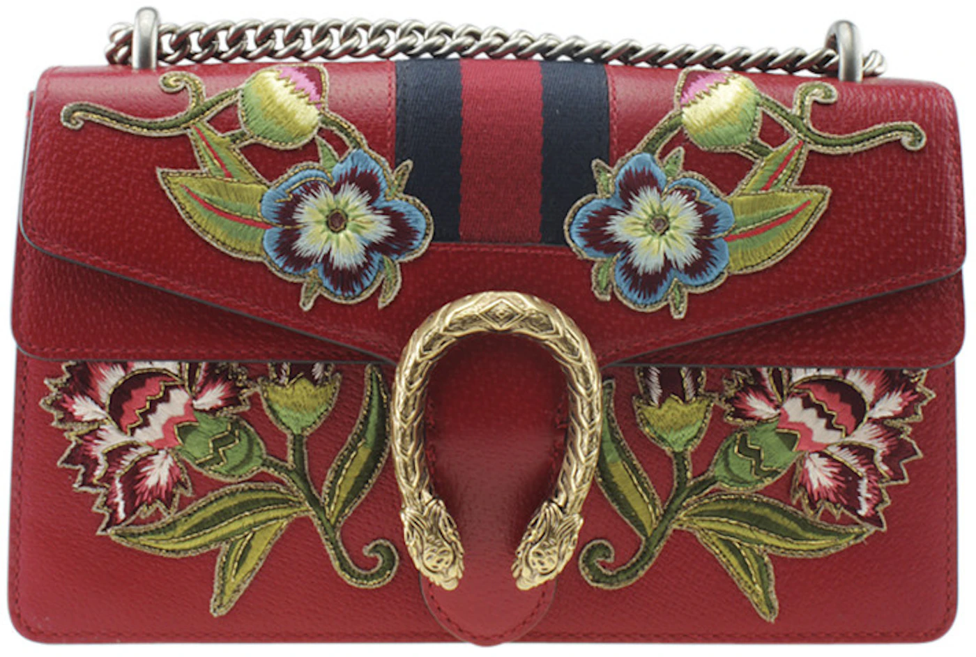 Gucci Dionysus Shoulder Bag Small Floral Embroidered Red in Leather ...