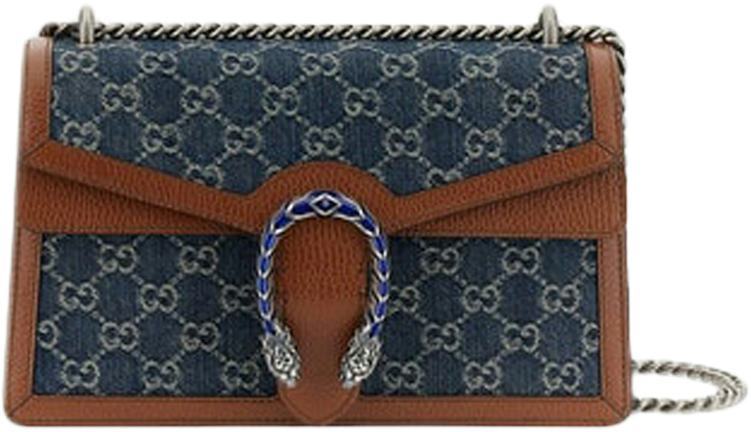 GUCCI Velvet GG Monogram Small Dionysus Shoulder Bag Blue Beige Black  1220605