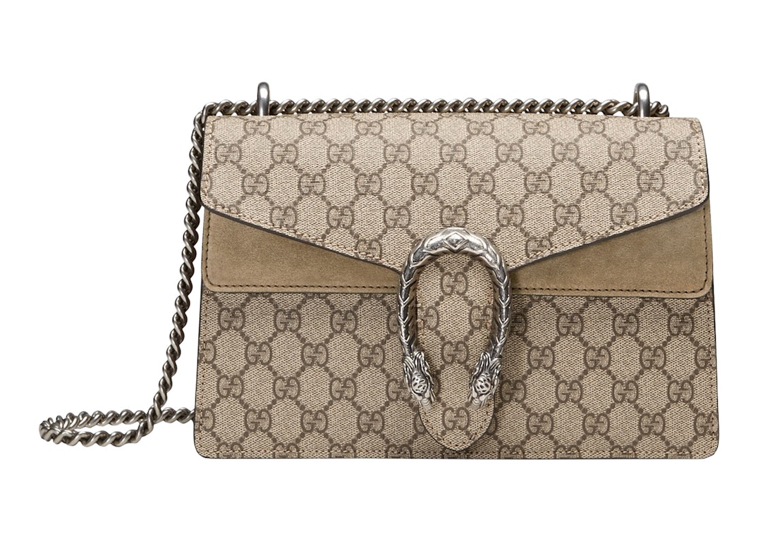 Pre-owned Gucci Dionysus Shoulder Bag Small Gg Supreme Beige/ebony