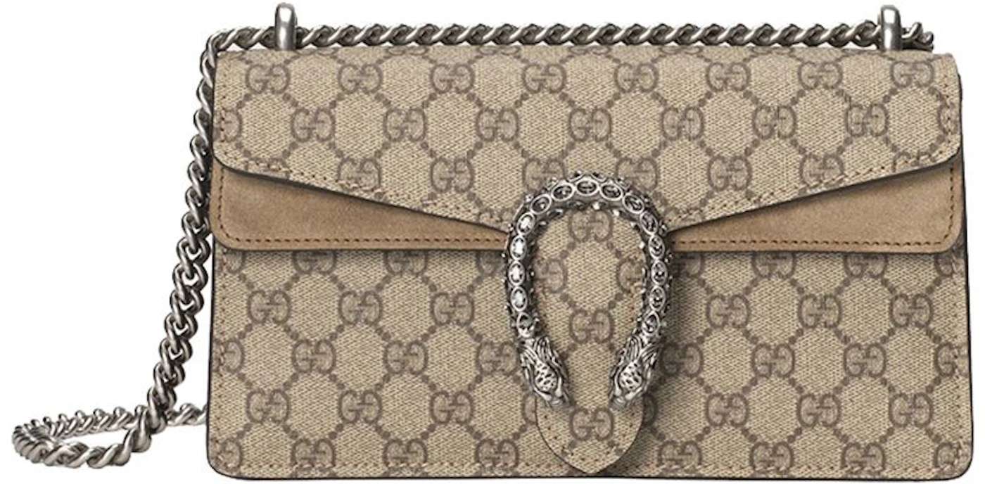 Gucci Dionysus Mini Bag GG Supreme Beige/Ebony in Canvas with