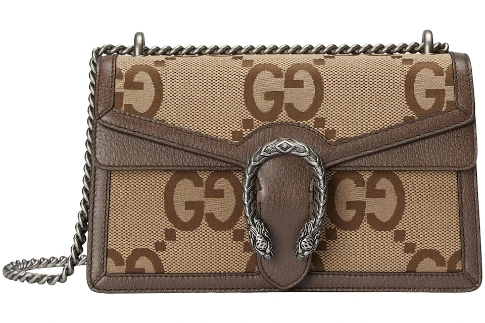 Gucci Dionysus Shoulder Bag Small Jumbo GG Camel/Ebony in Canvas/Leather  with Palladium-tone - US