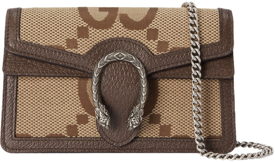 Gucci Dionysus Shoulder Bag Super Mini Jumbo GG Camel/Ebony in