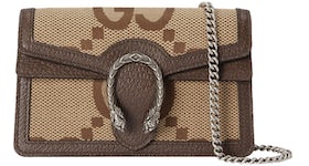 Gucci Dionysus Shoulder Bag Super Mini Jumbo GG Camel/Ebony