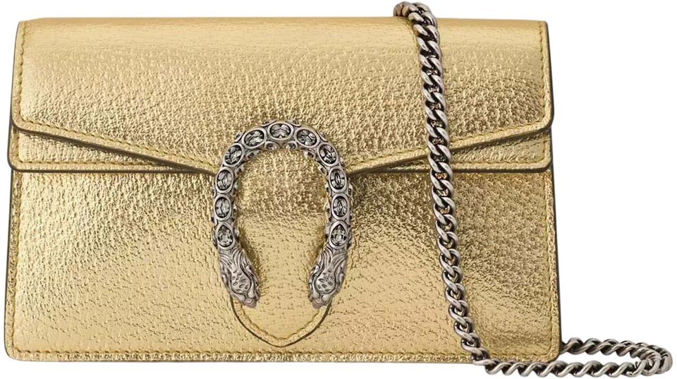 Gucci Dionysus Super Mini Bag Gold in Leather with Ruthenium-tone - US
