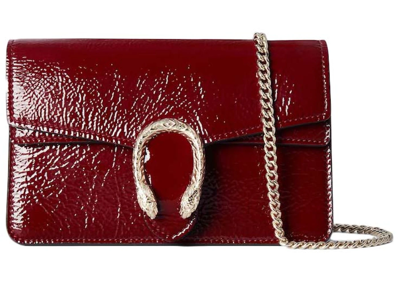 Gucci Dionysus Super Mini Bag Rosso Ancora in Patent Leather IT