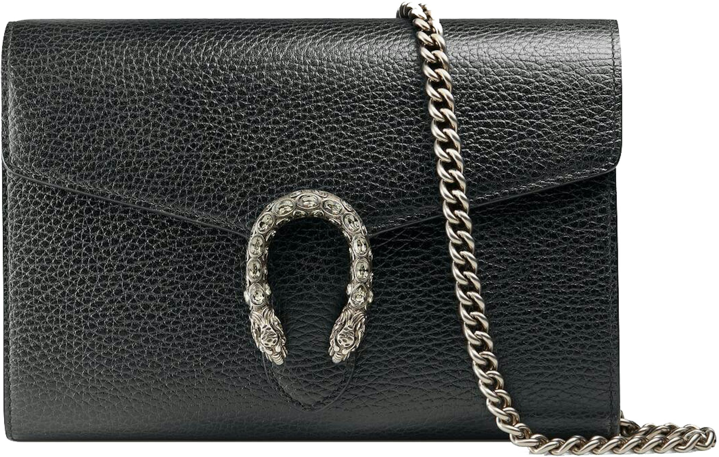 Wallet On Chain With Pouches - Black leather minibag