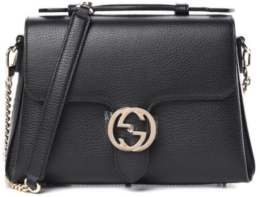 Gucci Interlocking Top Handle Bag Leather Medium