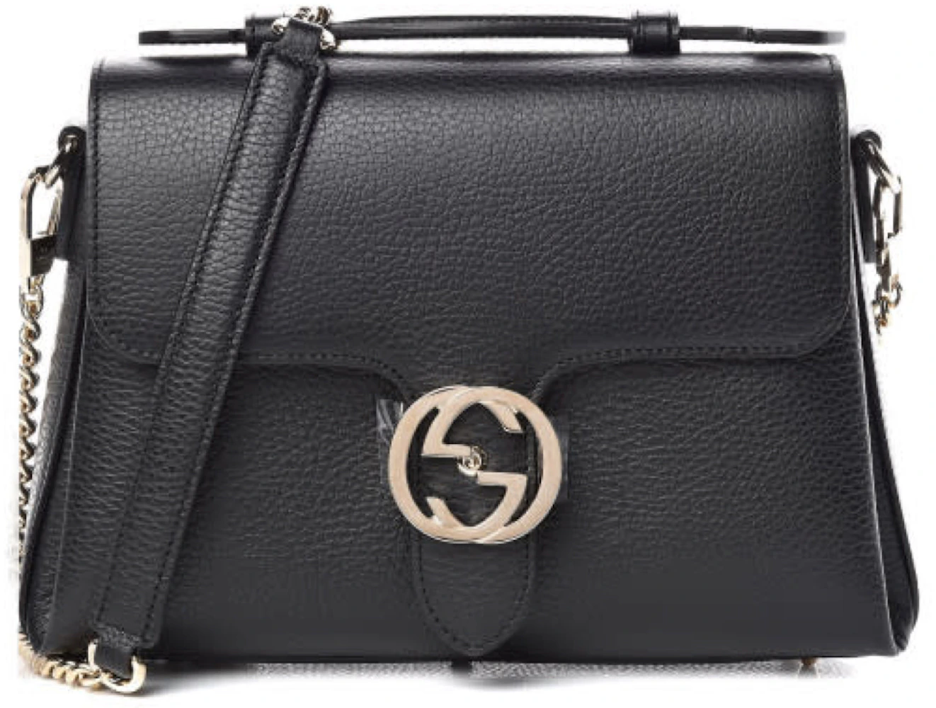 Gucci Dollar Interlocking GG Shoulder Bag Medium Black